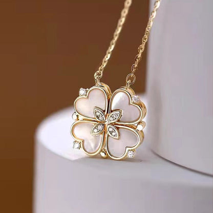 2-in-1 Heart-Shaped Four-Leaf Clover Necklace