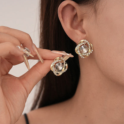 Elegant & Sparkling Irregular Flower Earrings