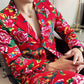 Men's Distinctive Peony Printed Blazer with Colorful Accents